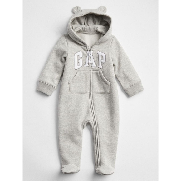 Baby Gap First Favorites Arch Logo Unisex One-Piece Zip Up Sweatsuit - Grey - Picture 1 of 6